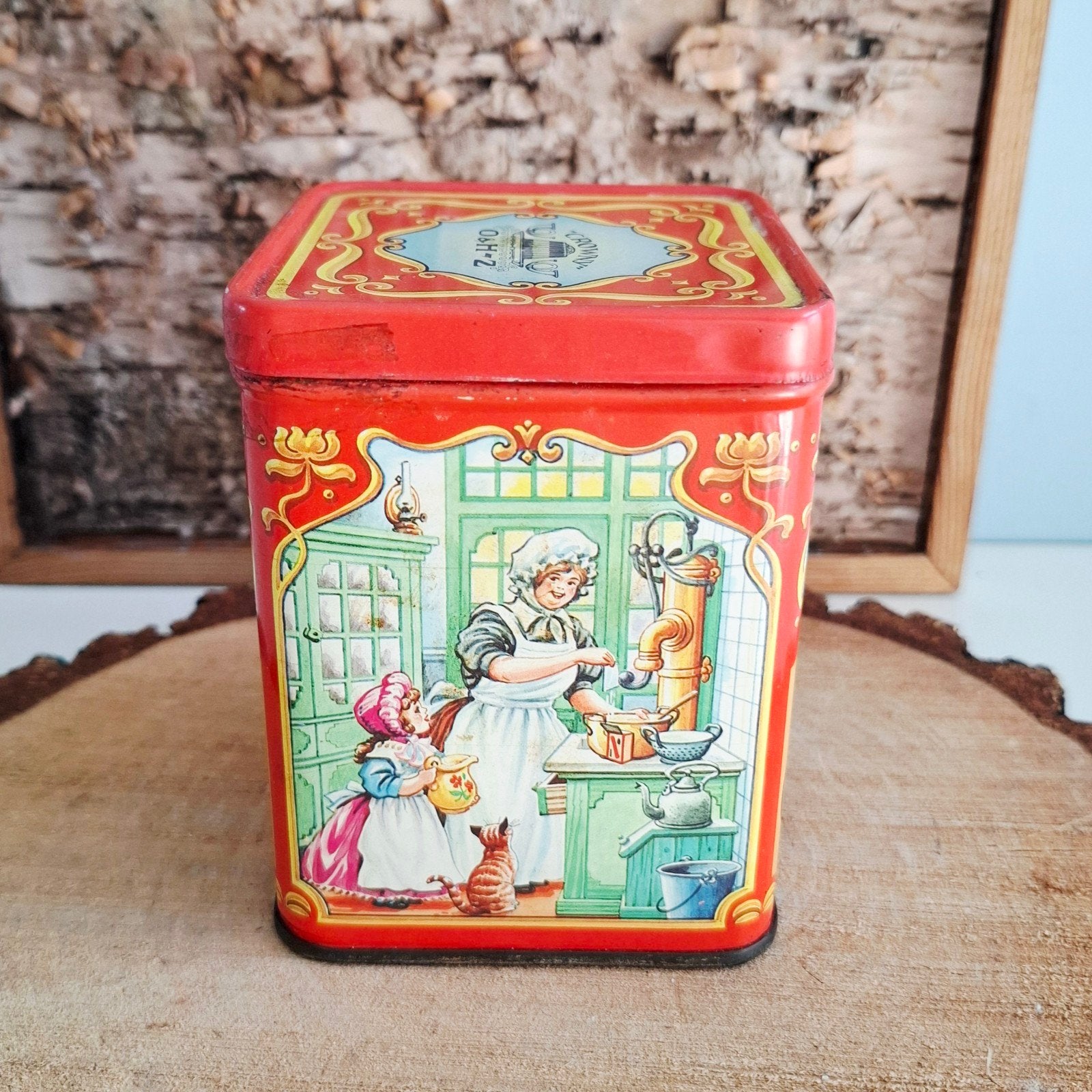 Crowny vanillesuiker,  vintage blik, Ophalen of Verzenden, Gebruikt, Suiker