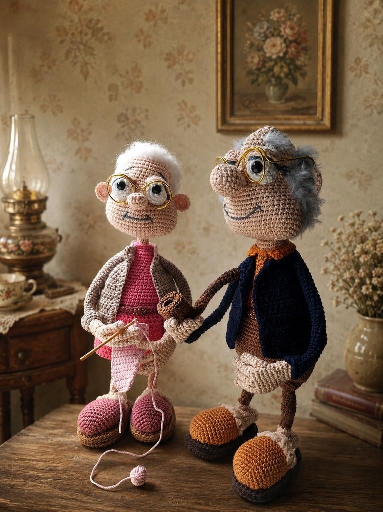 Super schattige gehaakte opa en oma, Hobby en Vrije tijd, Ophalen of Verzenden, Nieuw, Haken, Overige typen