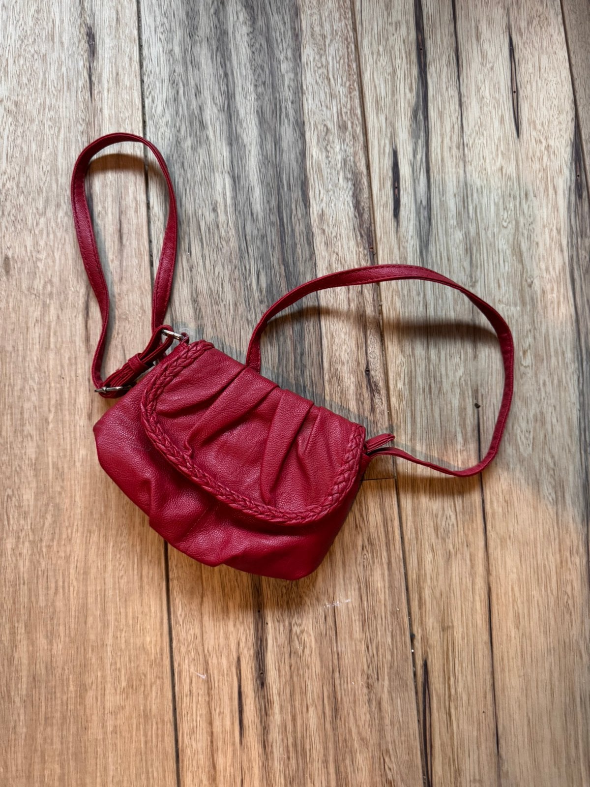 Stoer rood leren tasje., Ophalen of Verzenden, Rood, Schoudertasje