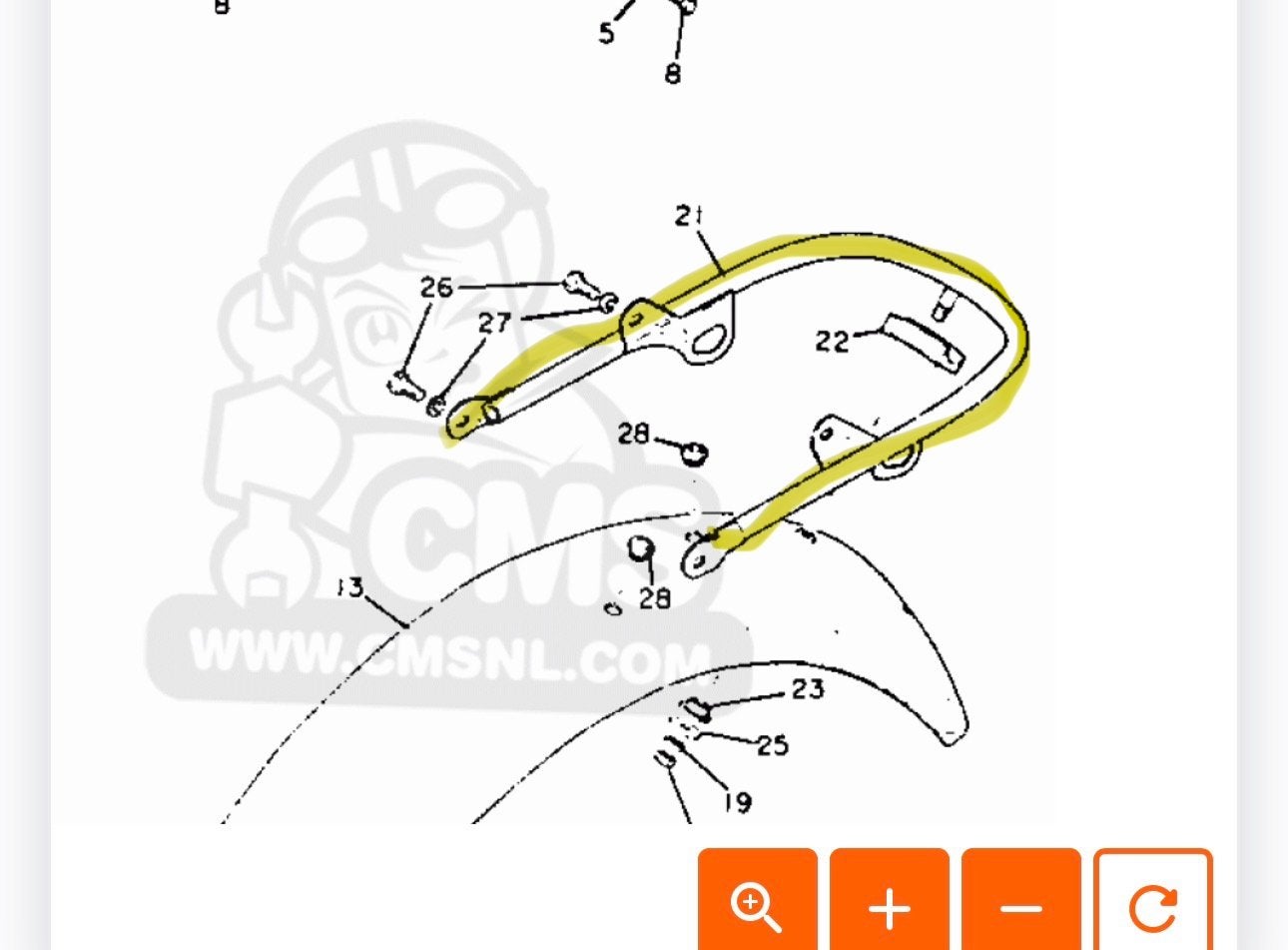 Achterspatbord houder Yamaha XS1/XS2 -nr 21 xs650 xs 650, Ophalen of Verzenden, Gebruikt