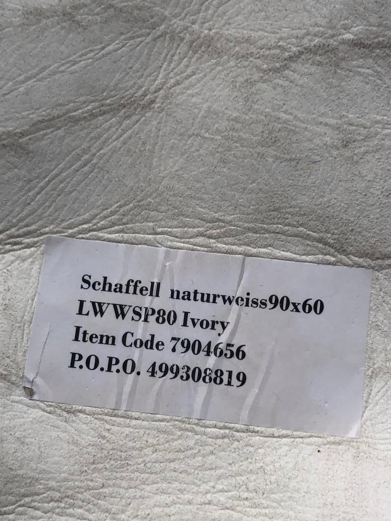 Schaffell natuurwit 90x60 LWWSP80 Ivoor, Wit, Zo goed als nieuw, Overige vormen, 50 tot 100 cm