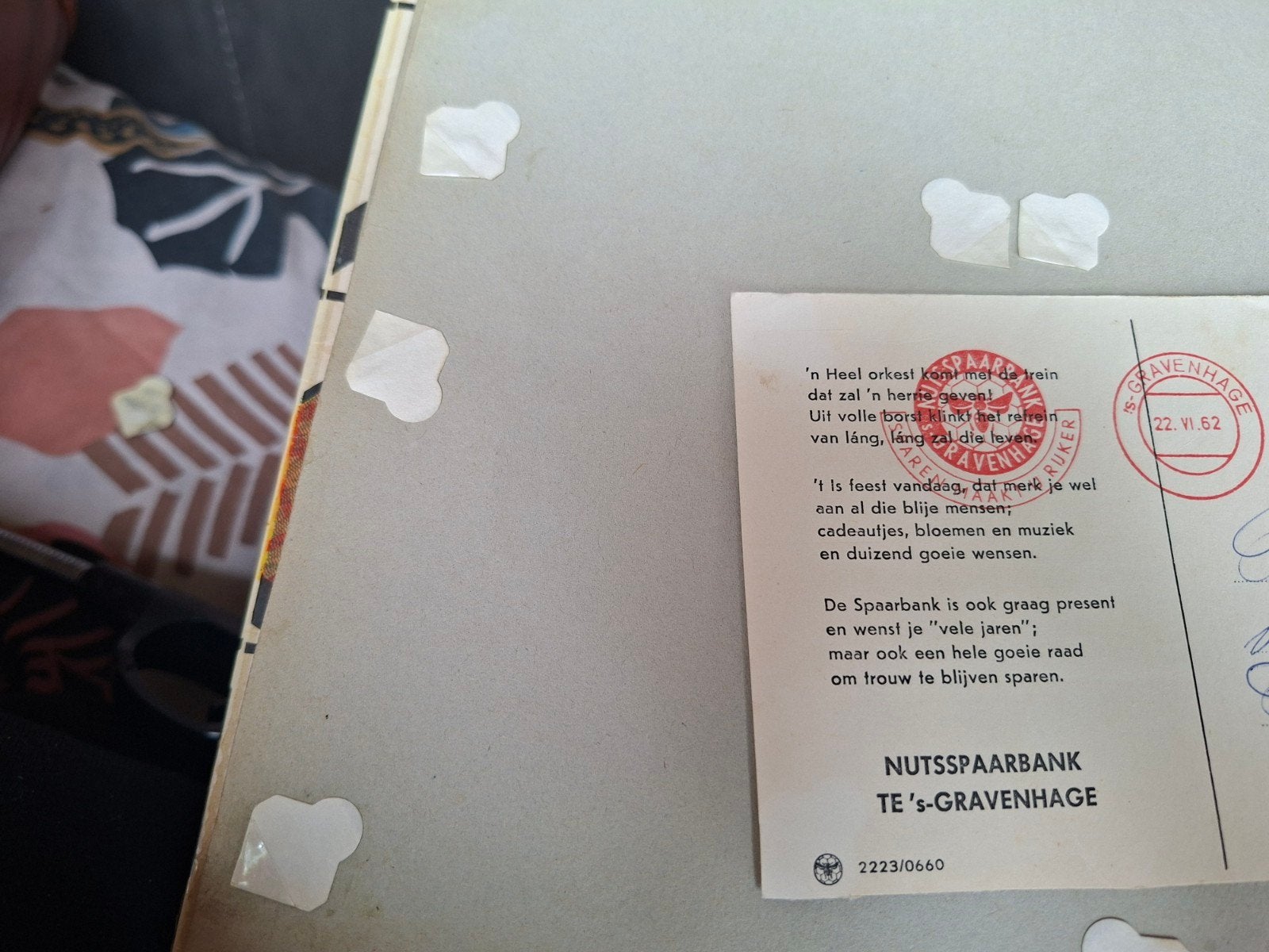 Vintage Nutsspaarbank kaart 's-Gravenhage 1962, Ophalen of Verzenden, 1960 tot 1980, Gelopen, Zuid-Holland