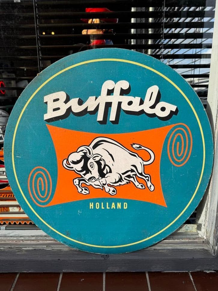 Vintage Buffalo Holland Reclamebord - J. Grijseels Jr., Reclamebord, Gebruikt, ., Ophalen of Verzenden