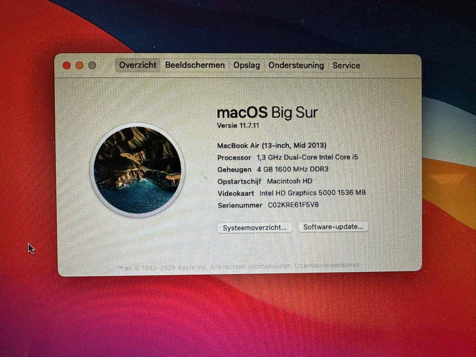 MacBook Air (13-inch, Mid 2013) - 4GB RAM, 1.3 GHz i5, Computers en Software, Gebruikt, Qwerty, 13 inch, Minder dan 2 Ghz
