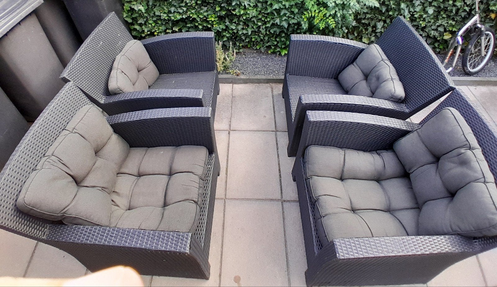 4 x grote Wicker Lounge chairs tuinstoelen, Ophalen, 4 zitplaatsen, Gebruikt, Loungeset