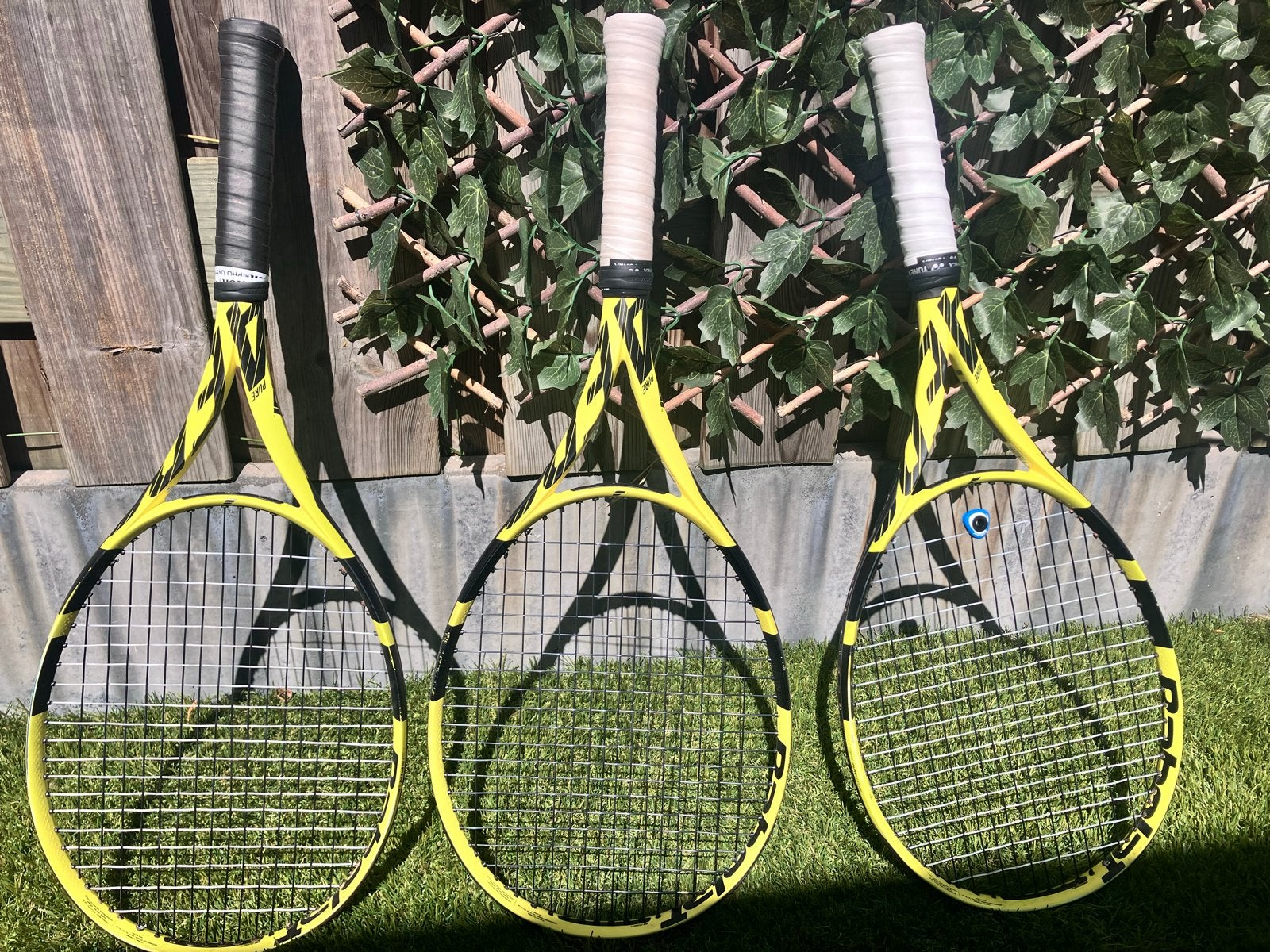 3 Babolat Pure Aero rackets (2x L3, 1x L1), Gebruikt, Ophalen of Verzenden, Racket, L3
