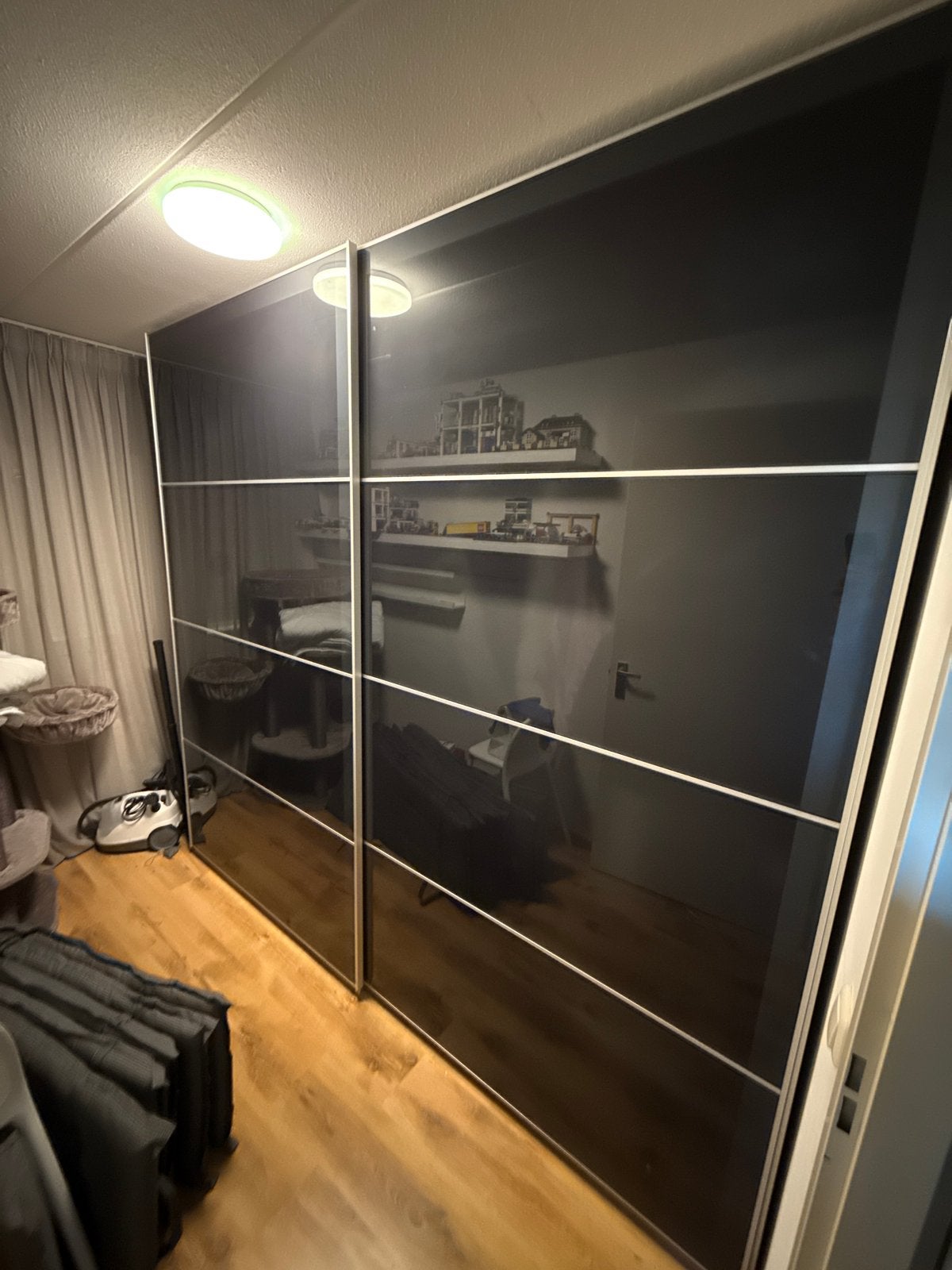 2x Glazen Schuifdeuren voor IKEA Kast met Rails, Ophalen, Gebruikt, 100 tot 150 cm, 200 cm of meer