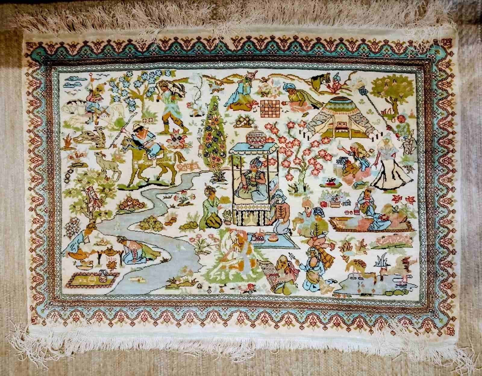 Silk of silk Hereke carpet Turkije., Ophalen of Verzenden