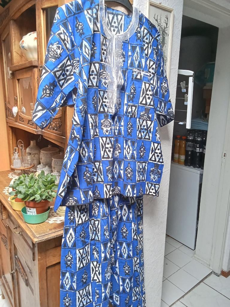 Traditionele Afrikaanse set -blauw, Kleding | Heren, Ophalen of Verzenden, Nieuw, Maat 48/50 (M)