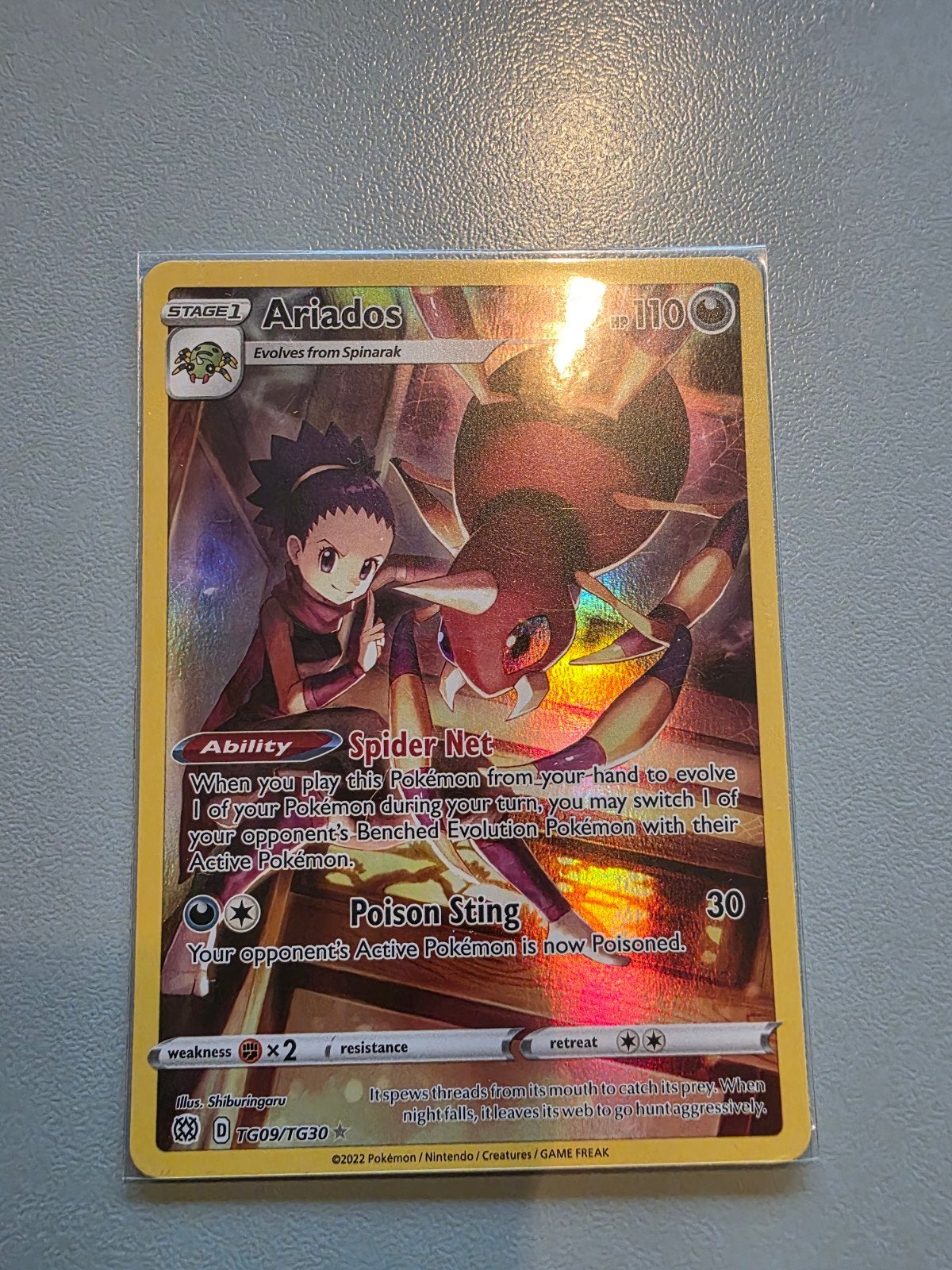 Pokémon - Ariados TG09/TG30, Ophalen of Verzenden, Zo goed als nieuw, Losse kaart, Foil