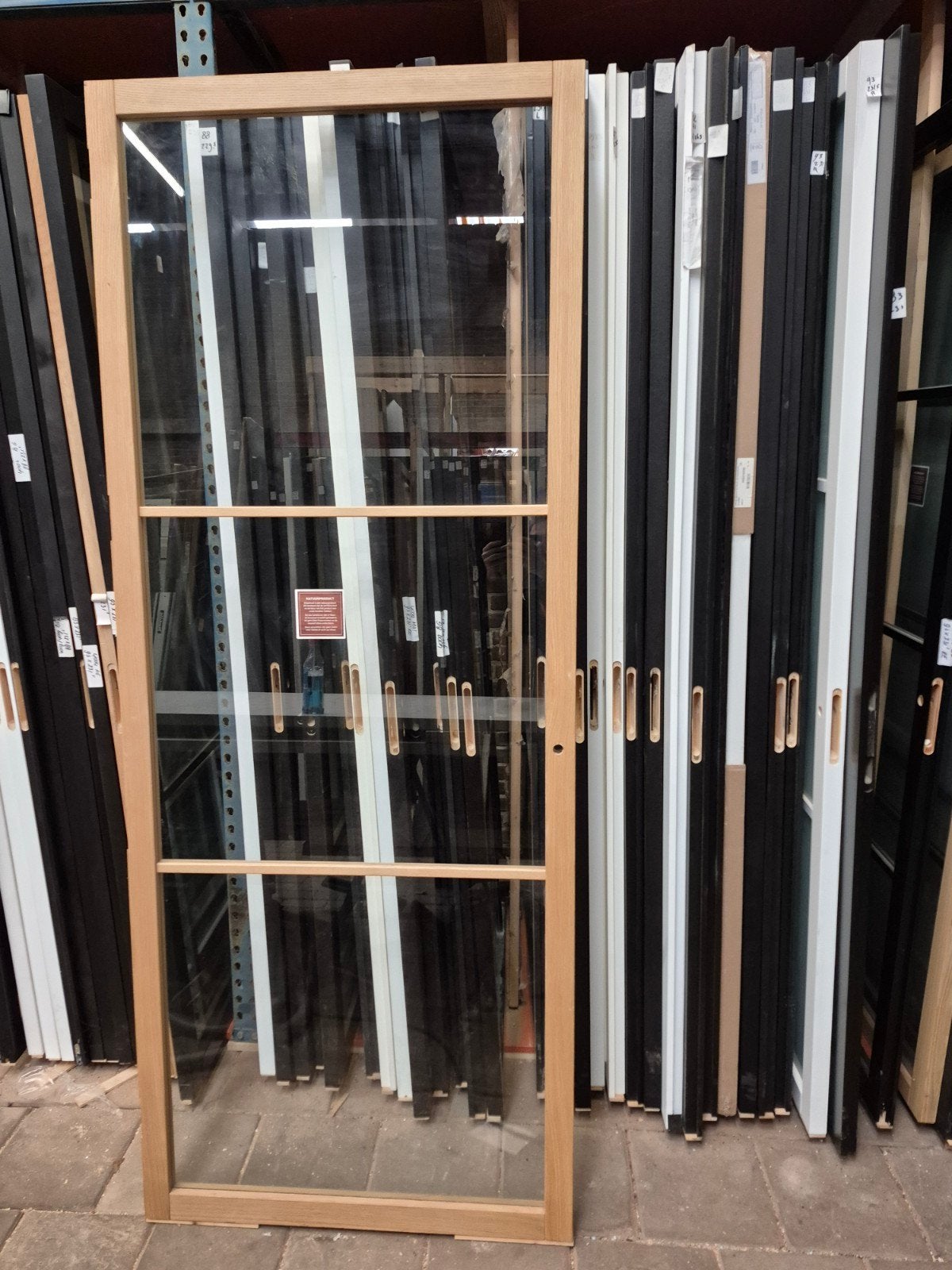 93x231,5cm staallook eiken blank glas stomp links JHD2, Ophalen, 80 tot 100 cm, Binnendeur, Nieuw