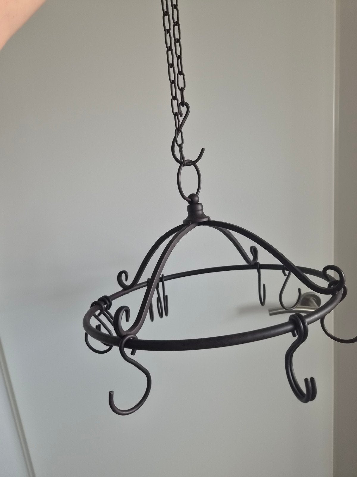 licht metalen decoratieve ophangrek met ketting en 12 haken, Huis en Inrichting, Ophalen of Verzenden, Metaal, Industrieel, Gebruikt