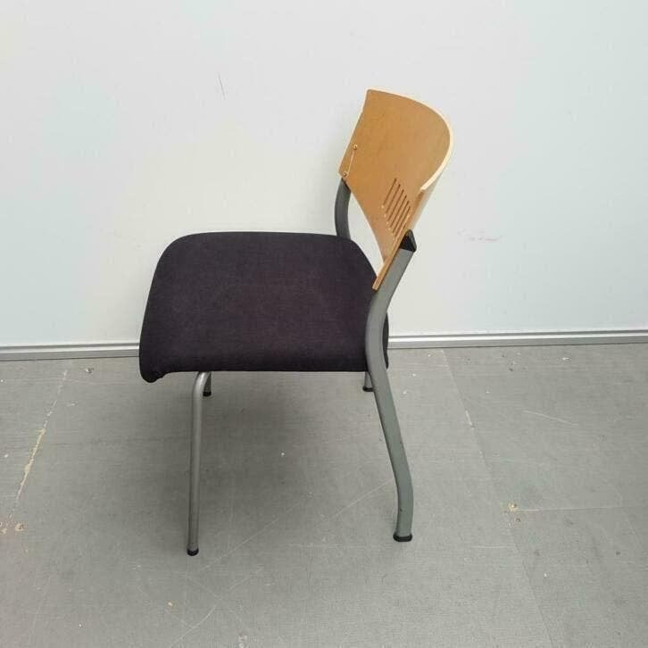 set van 5 Ahrend houten stoelen - zwarte stof, Ophalen, Gebruikt, Zwart, Stof