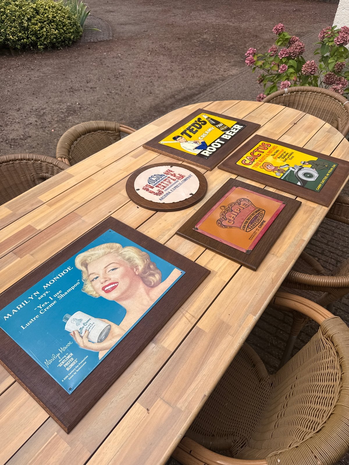 Set van 5 Vintage Reclameborden - Diverse Merken, Ophalen of Verzenden, Gebruikt, Reclamebord