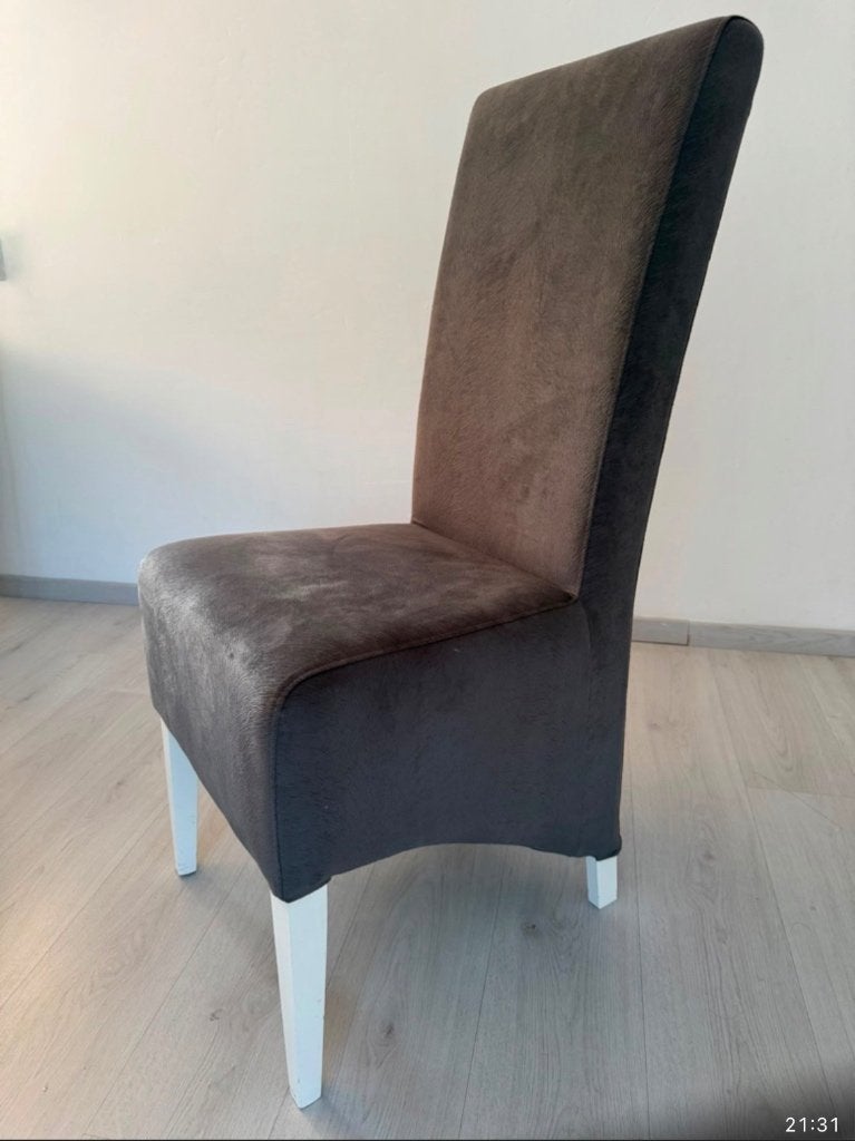 Eetstoelen velvet grijs gratis, Huis en Inrichting, Stoelen, Ophalen, Gebruikt, Grijs, Vier