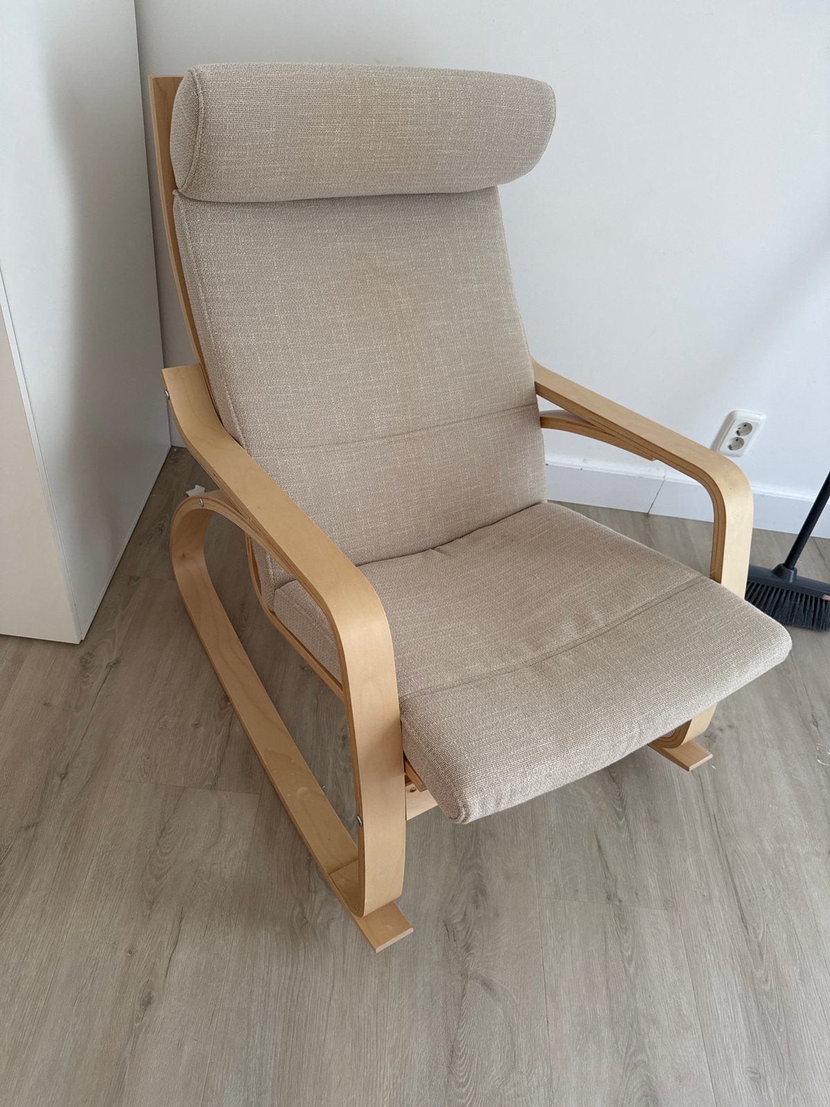 Ikea Poäng schommelstoel - beige, Huis en Inrichting, Fauteuils, Ophalen, Gebruikt, 75 tot 100 cm, 50 tot 75 cm