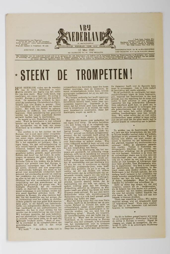12 mei 1945 - Vrij Nederland Londense editie Heruitgave 1994, Zo goed als nieuw, Verzenden, Amsterdam, Overige soorten