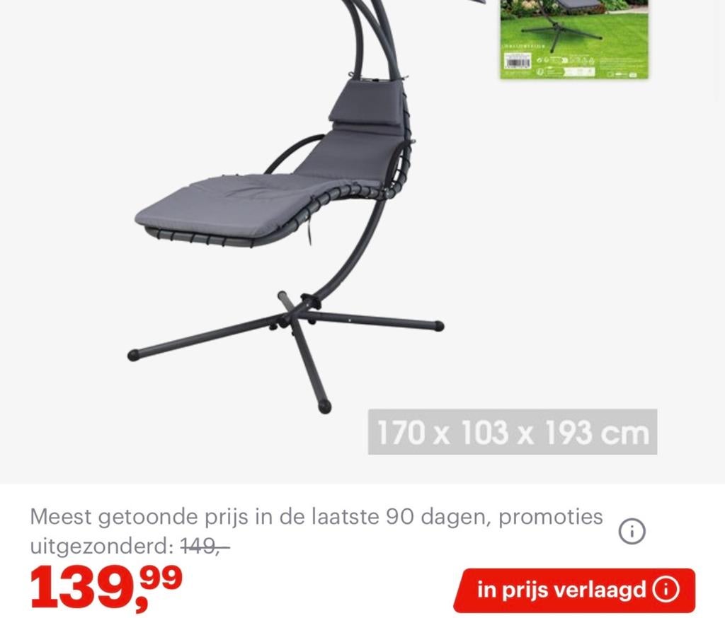Comfortabele hangstoel met standaard, Ophalen of Verzenden, Zo goed als nieuw