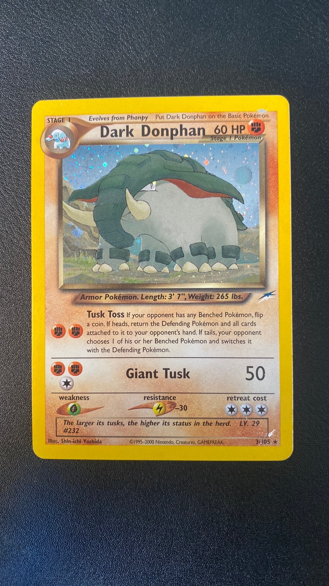 Pokemon dark donphan holo 3/105 neo destiny, Ophalen of Verzenden, Gebruikt, Losse kaart