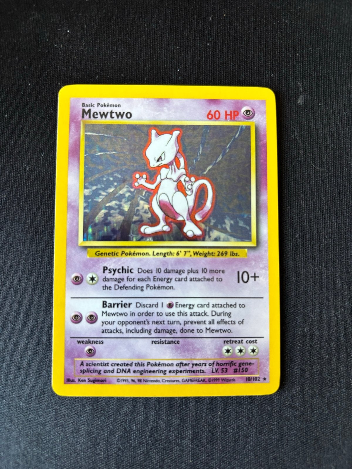 Mewtwo Pokémon kaart (Base Set 10/102) - Vintage, Ophalen of Verzenden, Gebruikt, Losse kaart