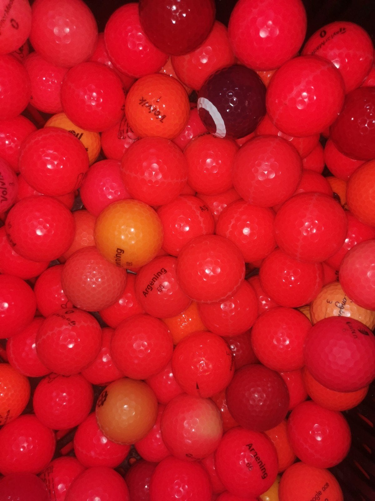 Oranje rode golfballen 200 stuks omega deal, Ophalen of Verzenden, Bal(len)