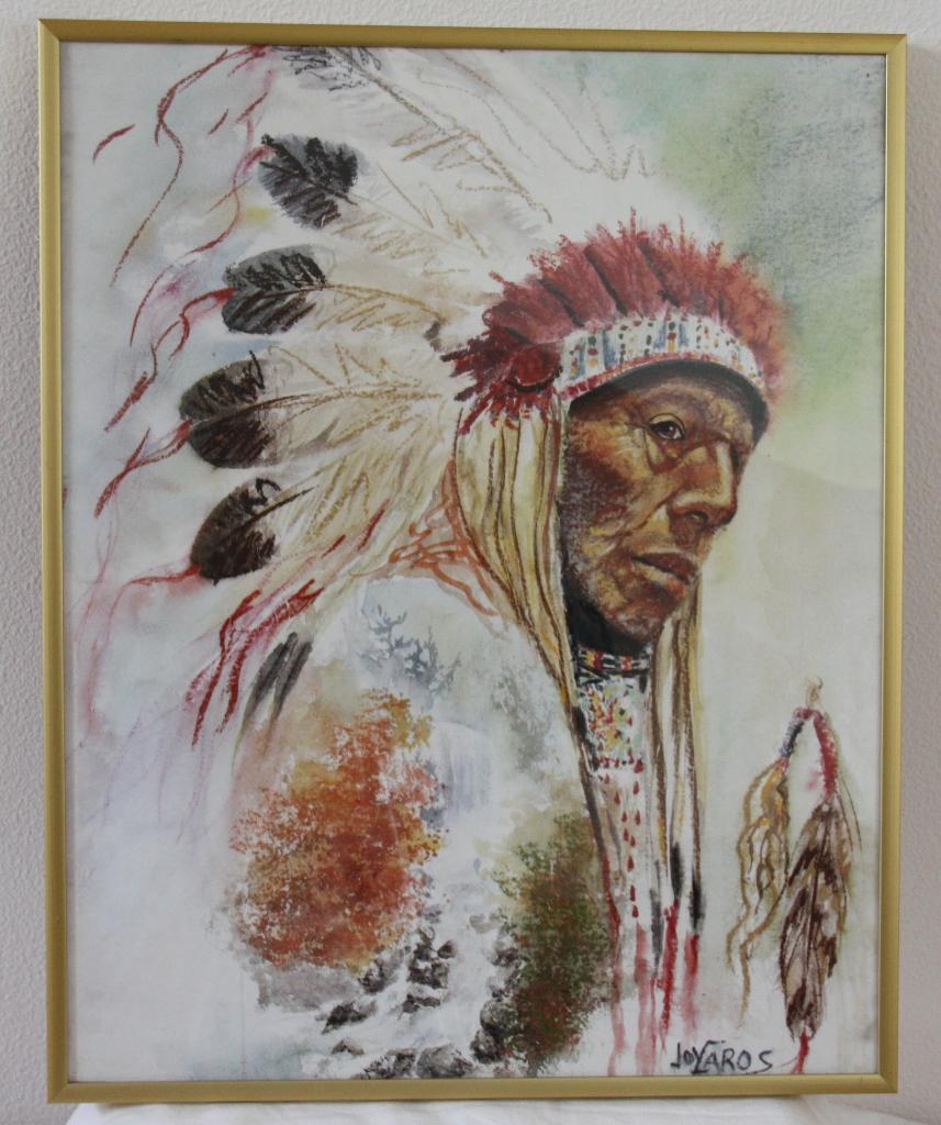 Poster - Indiaan, Met lijst, Ophalen of Verzenden, A1 t/m A3, Overige onderwerpen