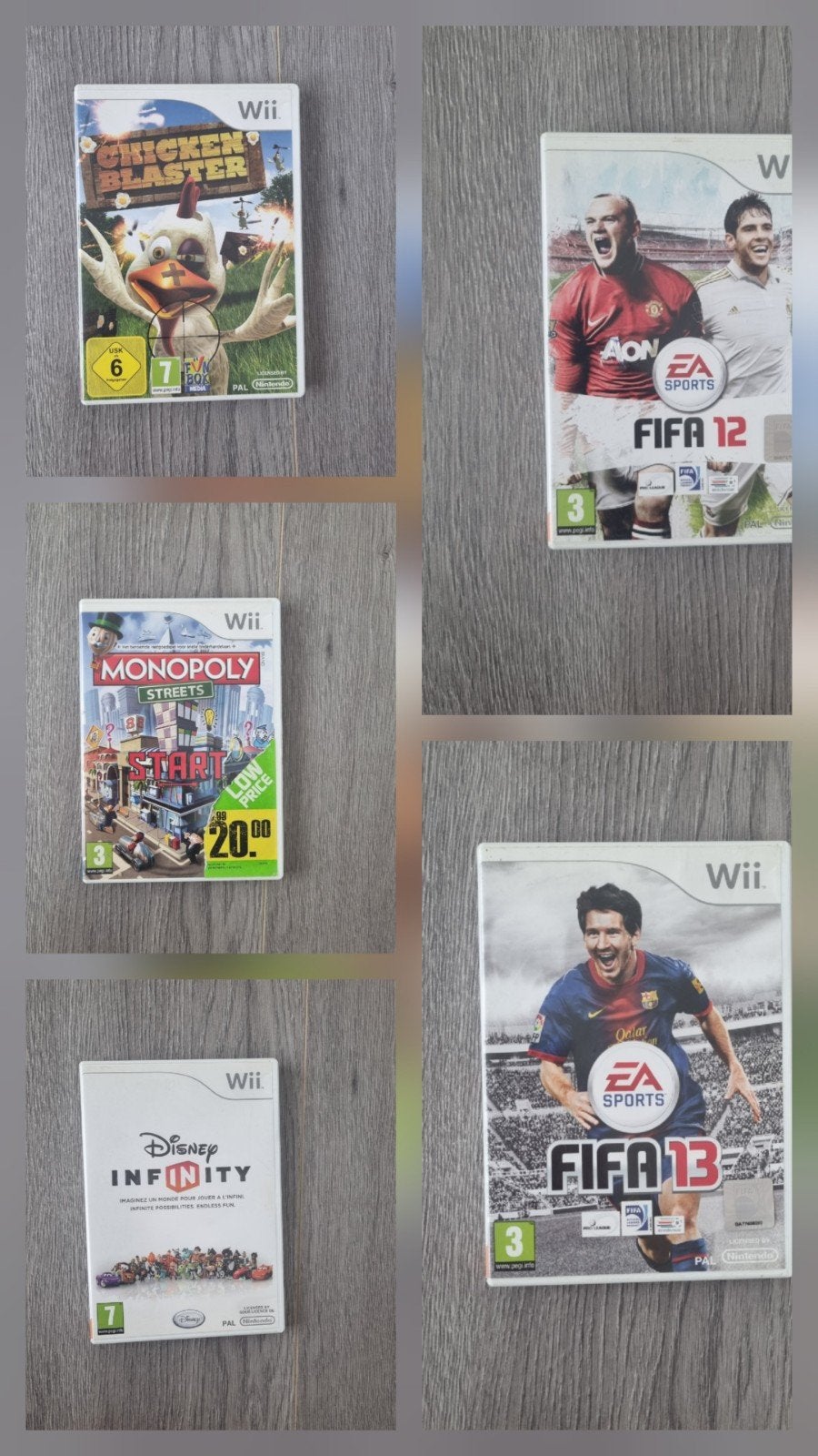 Pakket van 5 Nintendo Wii Games (o.a. FIFA 12 & 13, Monopoly, Spelcomputers en Games, Games | Nintendo Wii, Ophalen of Verzenden