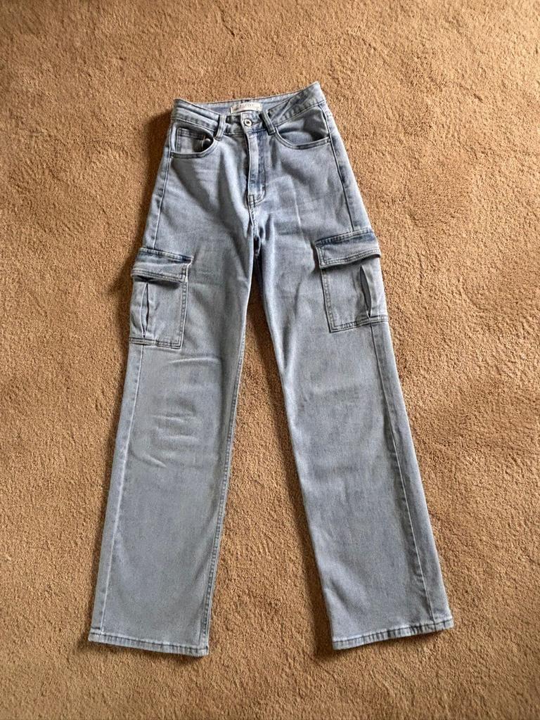 Redial lichtblauwe cargo jeans - Maat 34, Blauw, Ophalen of Verzenden, Zo goed als nieuw, Maat 34 (XS) of kleiner
