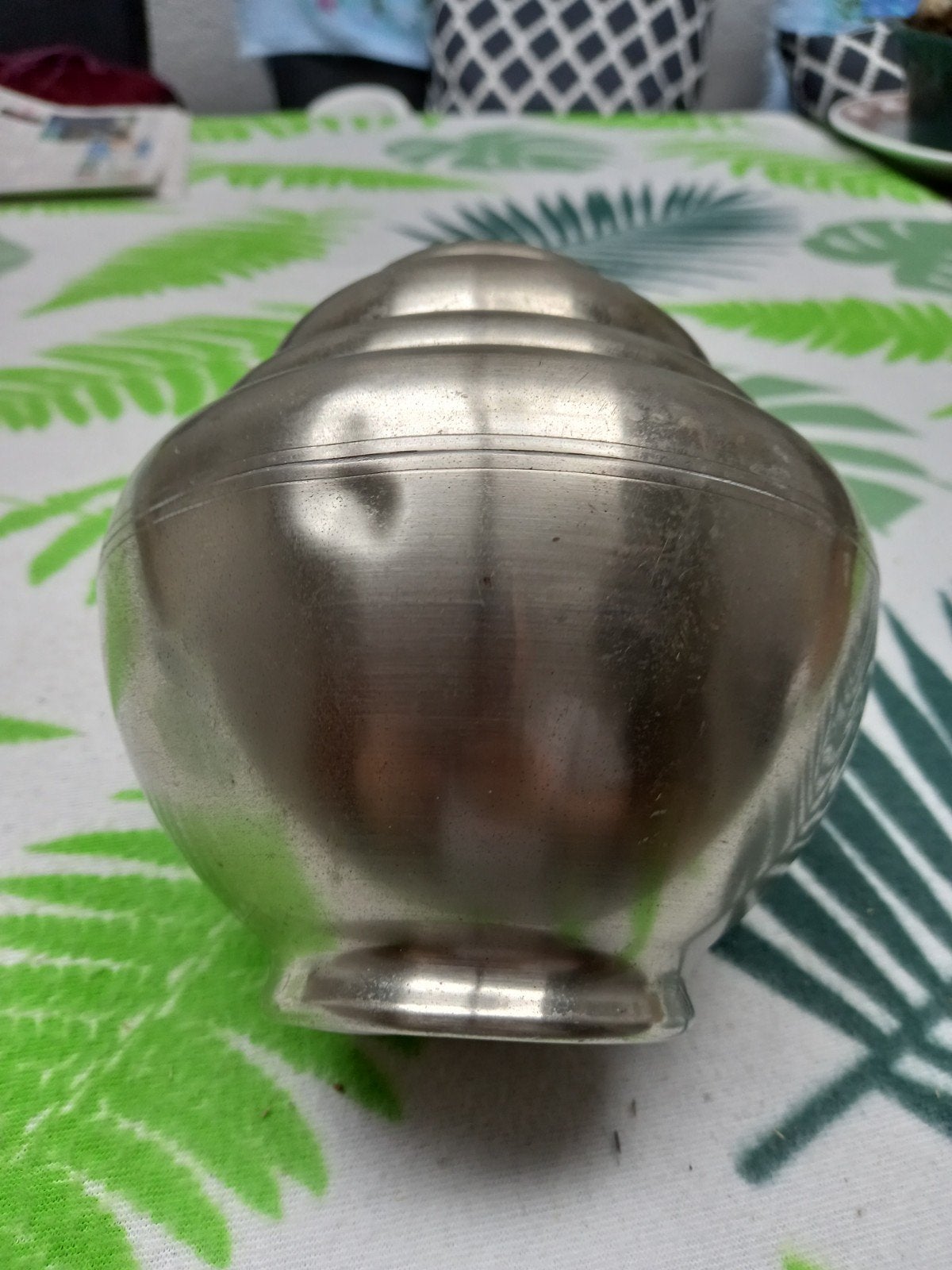 Vintage metalen vaas voor bloemen, jaren '60/'70., Gebruikt, Transparant, Metaal, 15 cm