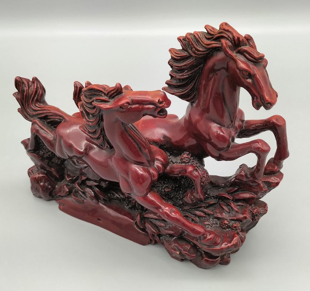 Vintage Chinees Rood Hars Feng Shui Paardenstandbeeld, Ophalen of Verzenden