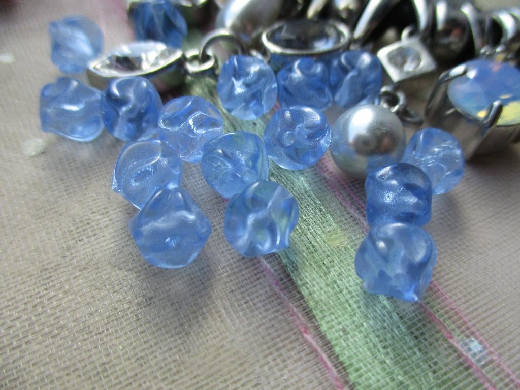 1220/ partij blauwe crystal ribbeltjes glaskralen, Ophalen of Verzenden, Nieuw, Kraal