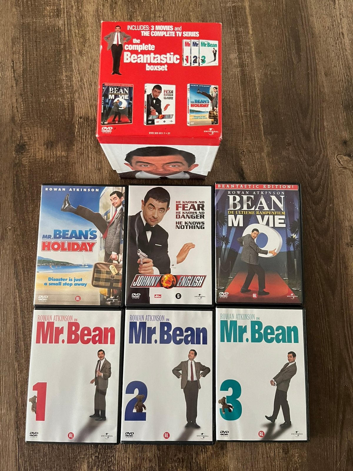 Dvd Mr. Bean 6 stuks inclusief box, Alle leeftijden, Digipak, Ophalen of Verzenden, Zo goed als nieuw