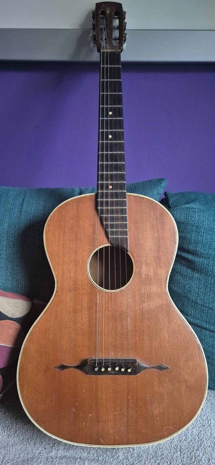 Antieke romantische parlor- salon- gitaar, Muziek en Instrumenten, Ophalen, Gebruikt, Western- of Steelstringgitaar