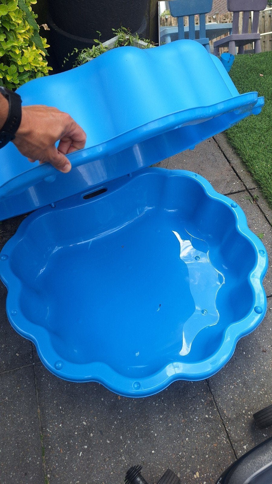 Blauwe zandbak/schelpbadje met deksel 2 losse deksels, Ophalen, Nieuw