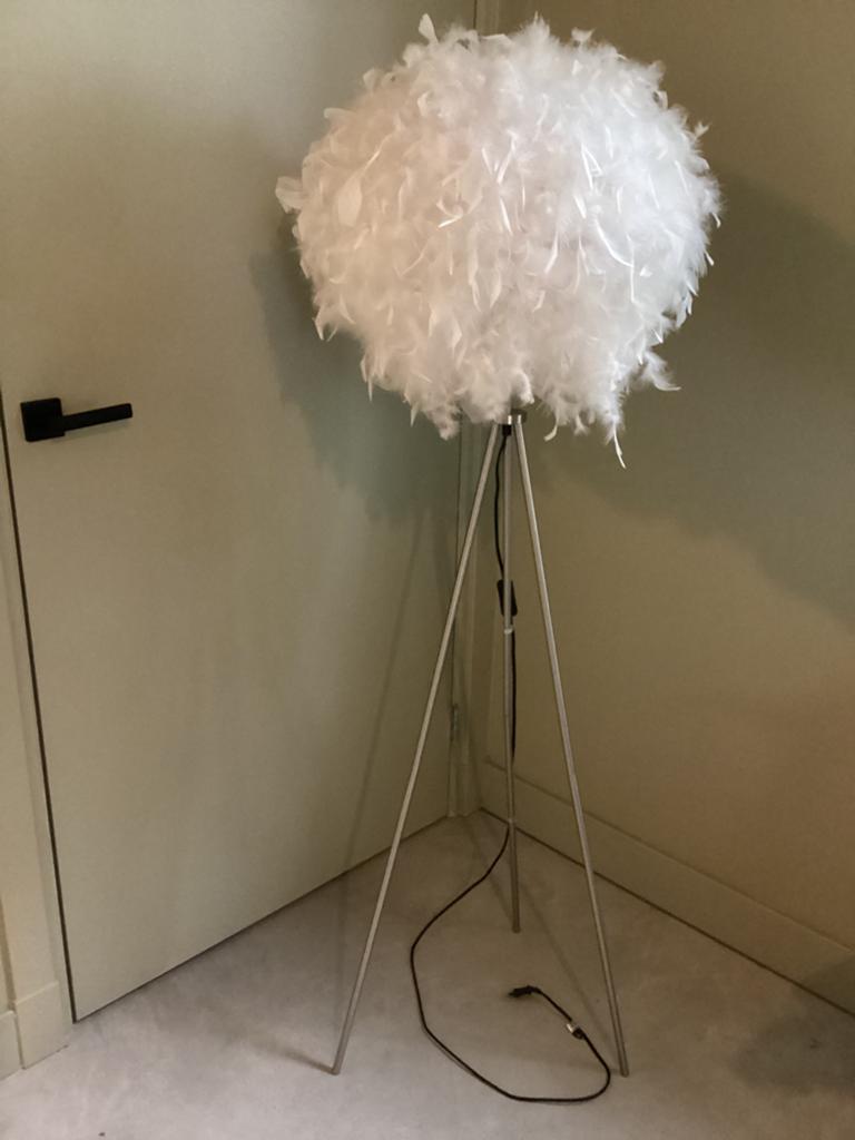 Verenlamp met RVS driepoot - Sfeervolle vloerlamp, Ophalen, Zo goed als nieuw, Metaal, 100 tot 150 cm