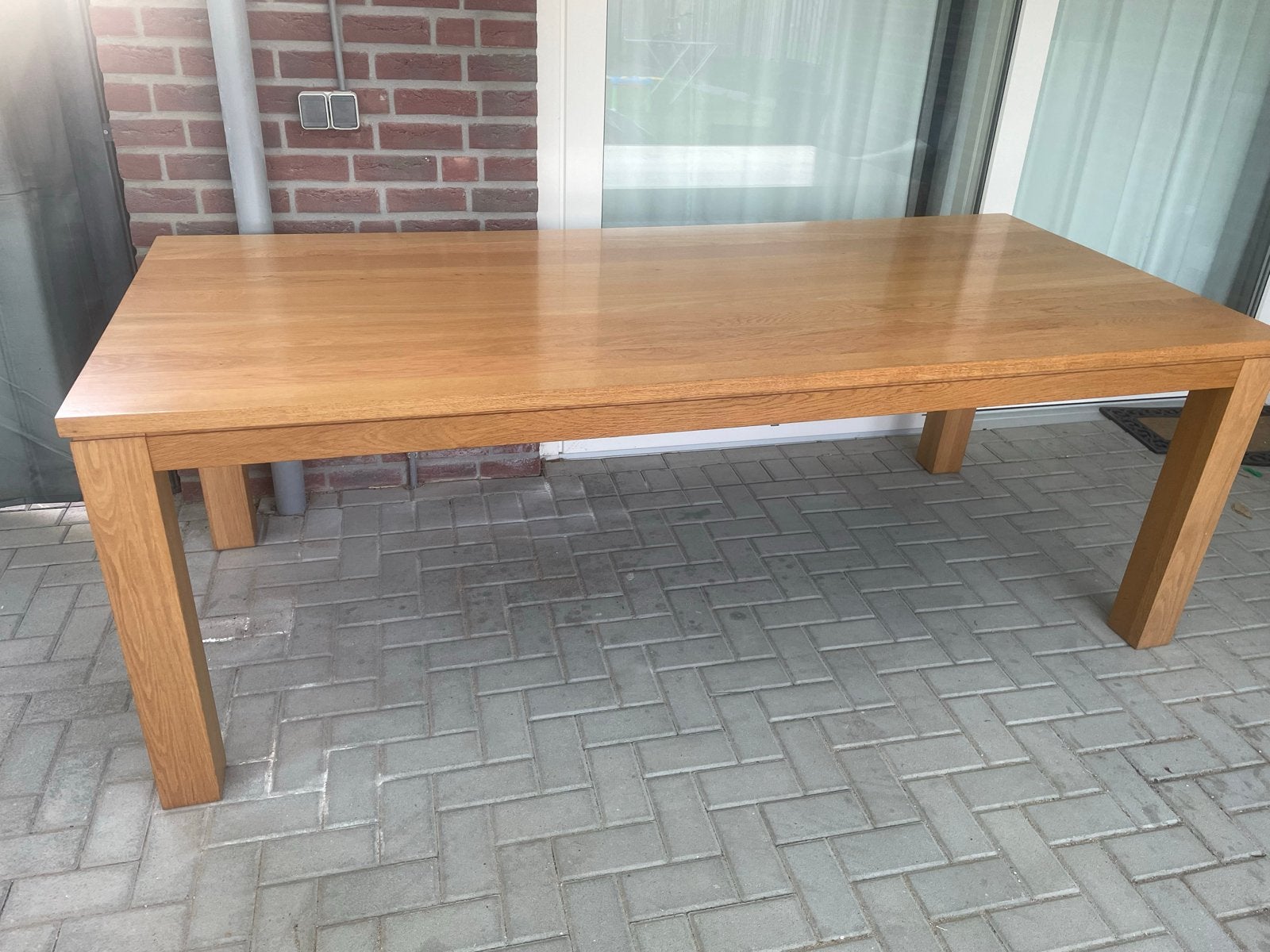 Massief Eiken Eettafel - Uitschuifbaar, Huis en Inrichting, Tafels | Eettafels, Ophalen, 100 tot 150 cm, Eikenhout, 200 cm of meer