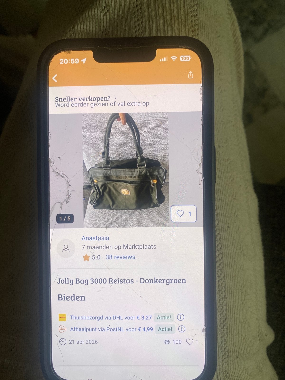 Jolly Bag 3000 Reistas - Donkergroen, Sieraden, Tassen en Uiterlijk, 40 tot 60 cm, Gebruikt, 20 tot 30 cm, Ophalen of Verzenden