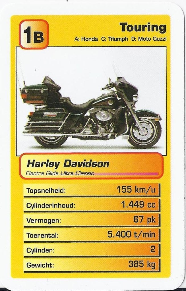 Kw9 motorkaartje 1b harley davidson electra glide, Ophalen of Verzenden, Zo goed als nieuw, Motoren