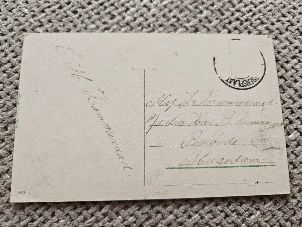 Maasdam postbode oud adres Kus van Soldaat en Dame, Verzamelen, Ophalen of Verzenden, Voor 1920, Ongelopen