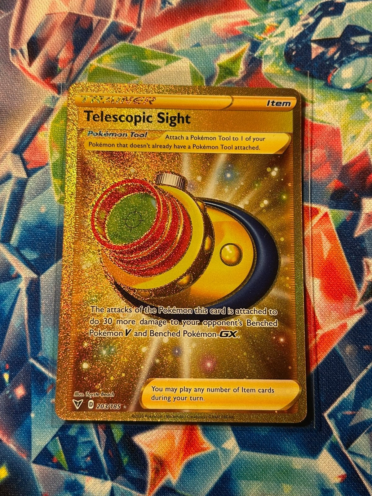 Telescopic Sight Gold Secret Rare 203/185, Ophalen of Verzenden, Nieuw, Losse kaart, Foil