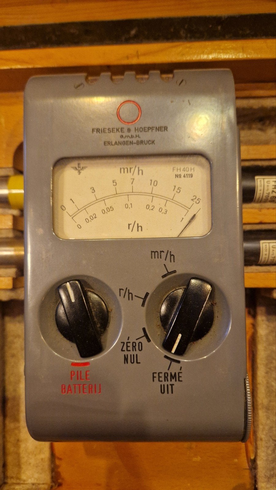 Geigerteller Frieseke & Hoepfner FH40H in kist, Ophalen, Gebruikt