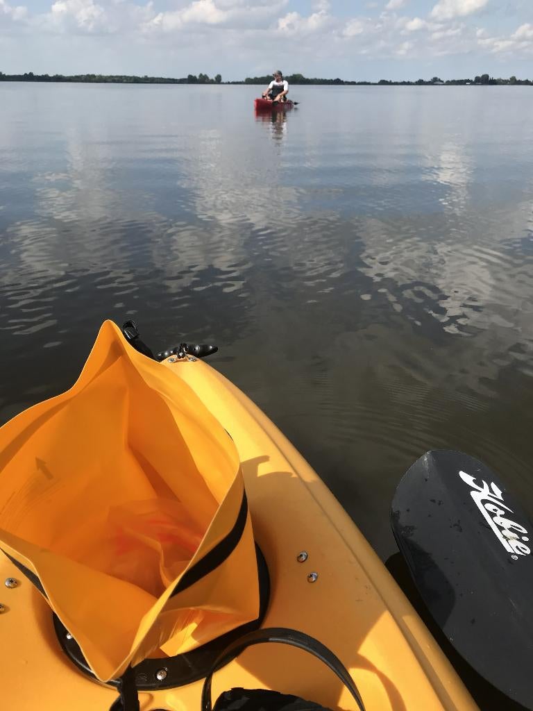 Twee Hobie Mirage Sport trapkano's met trailer van Kalf, Watersport en Boten, Kano's, Ophalen, Gebruikt, Eén persoon, Met peddels