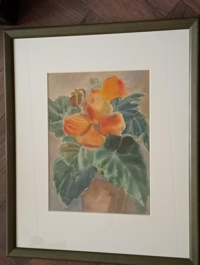 Aquarel Stilleven In Duitse lijst, Antiek en Kunst, Ophalen of Verzenden