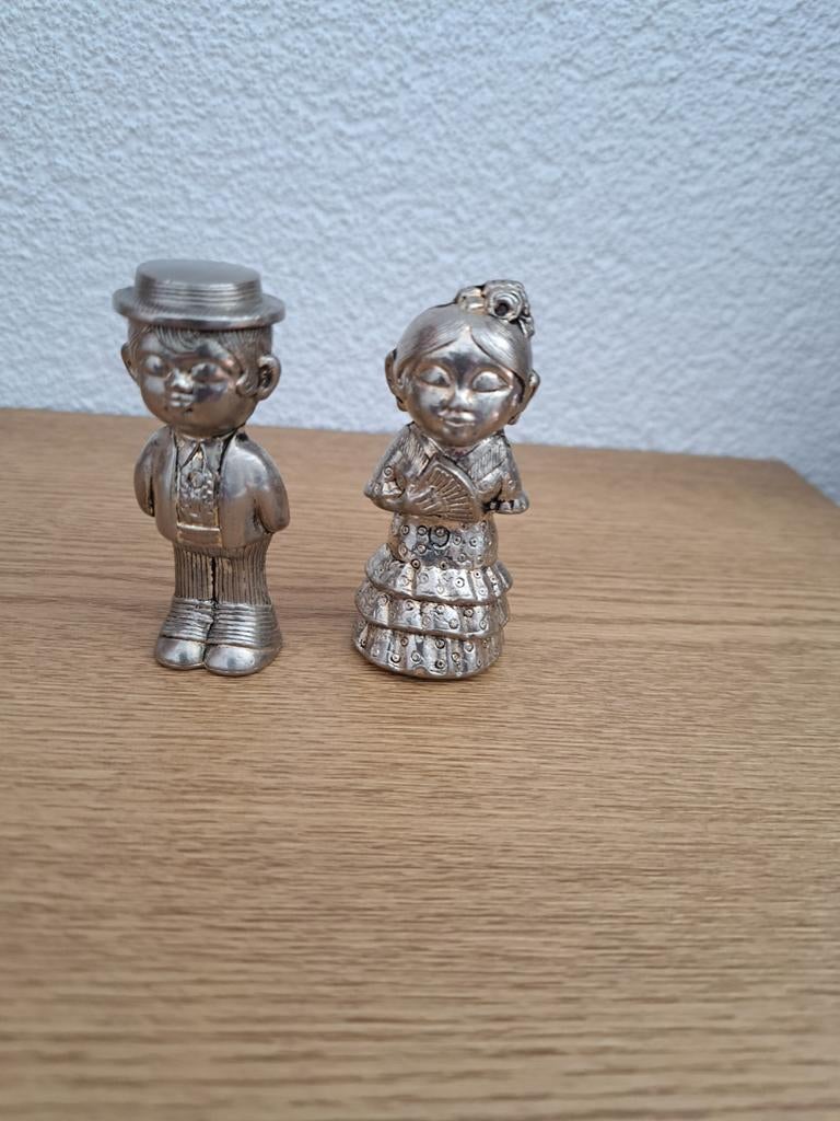 Zilverkleurige beeldjes: Spaans danspaar, Antiek en Kunst, Ophalen of Verzenden