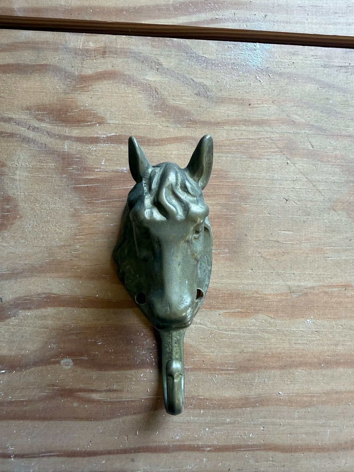 Vintage Messing Paardenhoofd Wandhaak Kapstokhaak, Ophalen, Gebruikt, Wandhaken, Minder dan 100 cm
