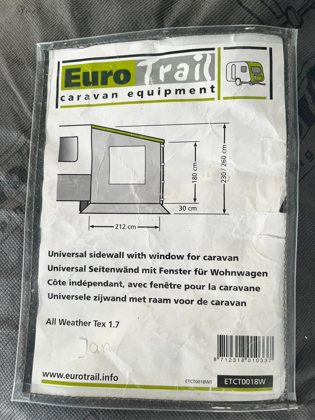 EuroTrail Universele zijwand zakluifel evt 2stuks, Ophalen of Verzenden, Zo goed als nieuw