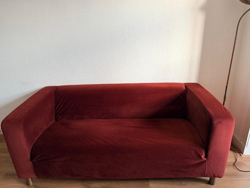 IKEA Klippan bank met bordeaux bankhoes, Ophalen, 150 tot 200 cm, Modern klassiek, Tweepersoons