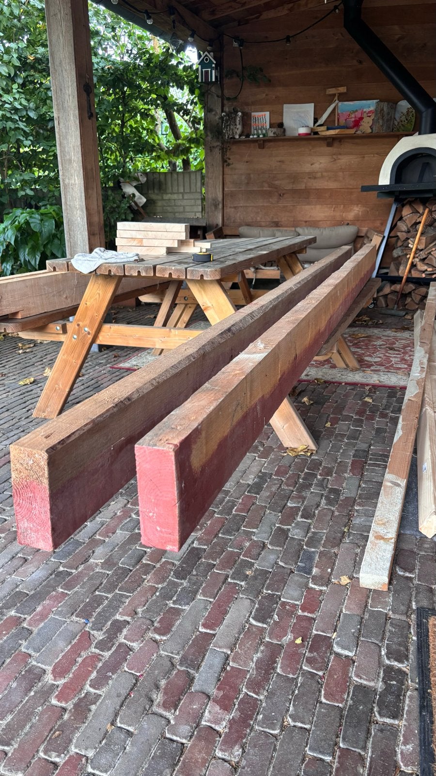 Houten vloerbalken vuren C70 - diverse lengtes, Ophalen, Gebruikt, Balk, Vuren