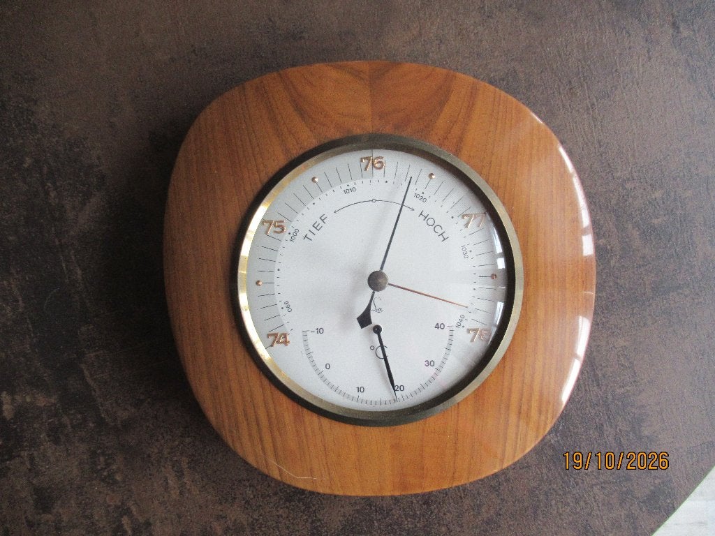 VINTAGE SUNDO BAROMETER MET THERMOMETER-CA1955, Ophalen of Verzenden, Refurbished