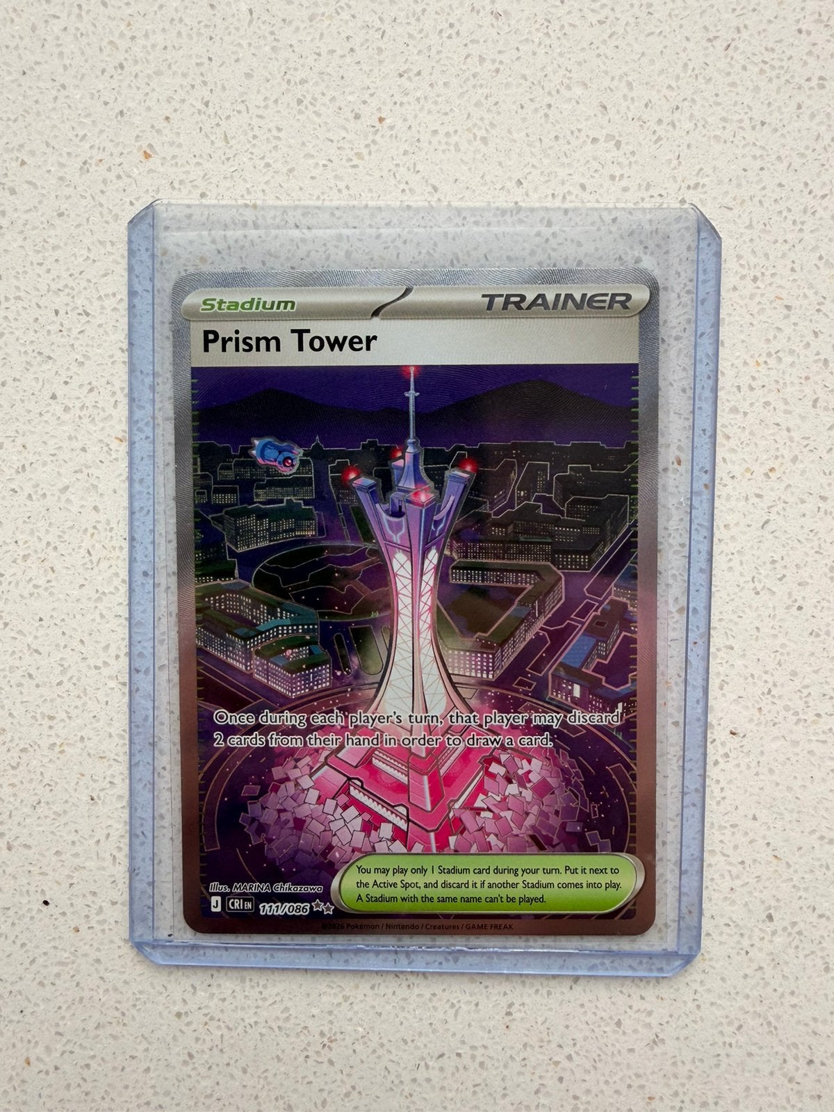 Prism Tower 111/086 Chaos Rising Pokémon Kaart, Hobby en Vrije tijd, Verzamelkaartspellen | Yu-gi-Oh!, Zo goed als nieuw, Losse kaart